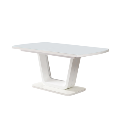 Kihúzható étkezőasztal, fényes fehér, 160-200x90 cm, OLAV